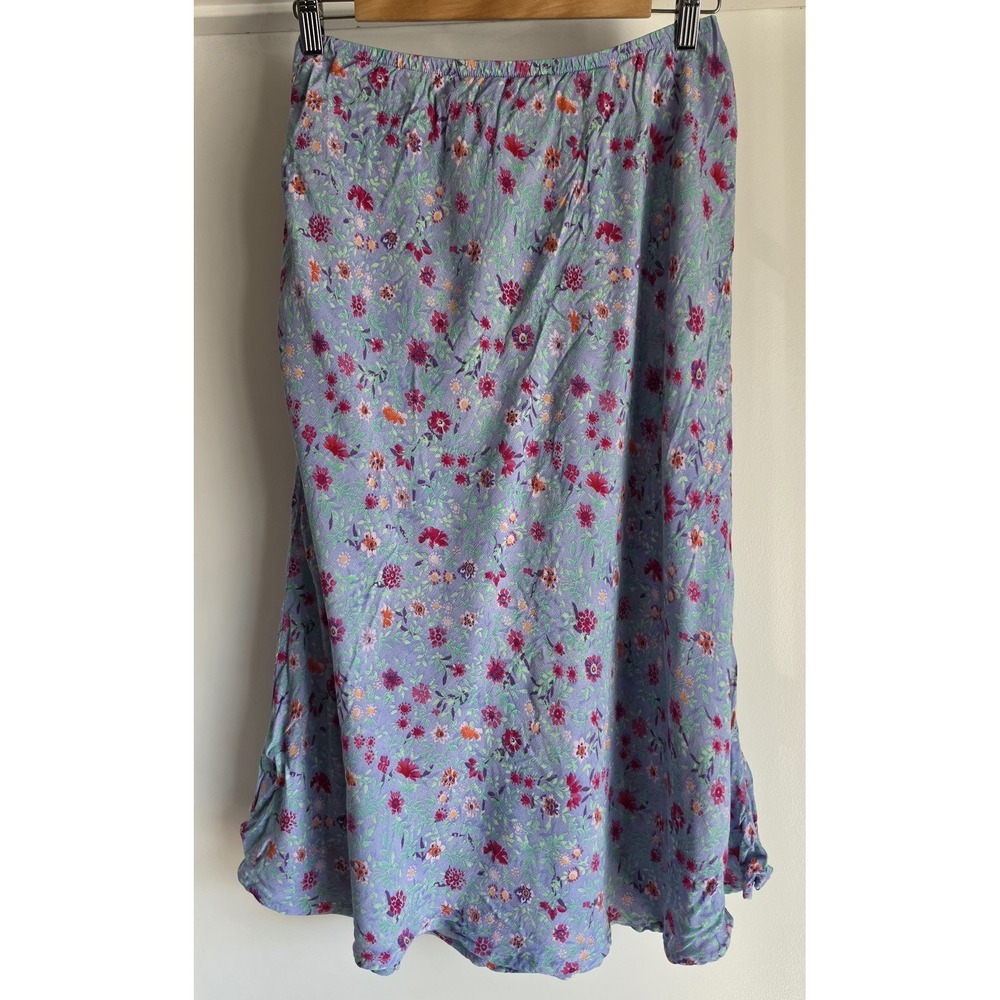 Carol Anderson Collection Skirt Large Blue Floral Midi Women Vintage